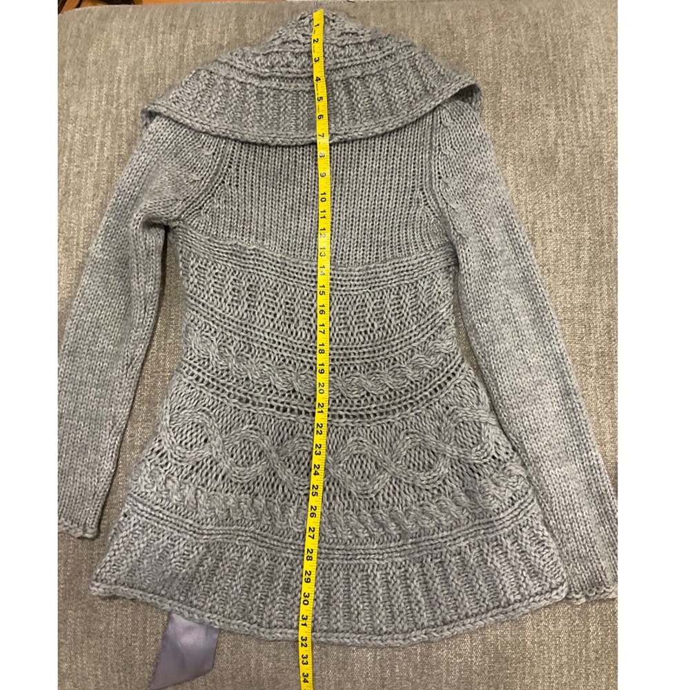 xxi Chunky Cardigan‎ Y2K Wrap Open Wool Blend Satin Belt Oversized Cottagecore M - Picture 6 of 6